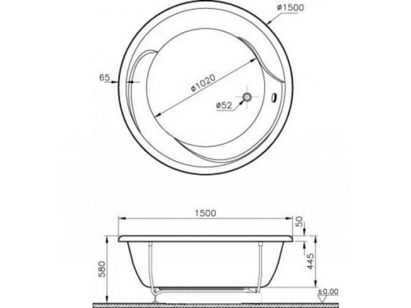 Купить Ванна акриловая Vitra Helice 50550001000, 150 см