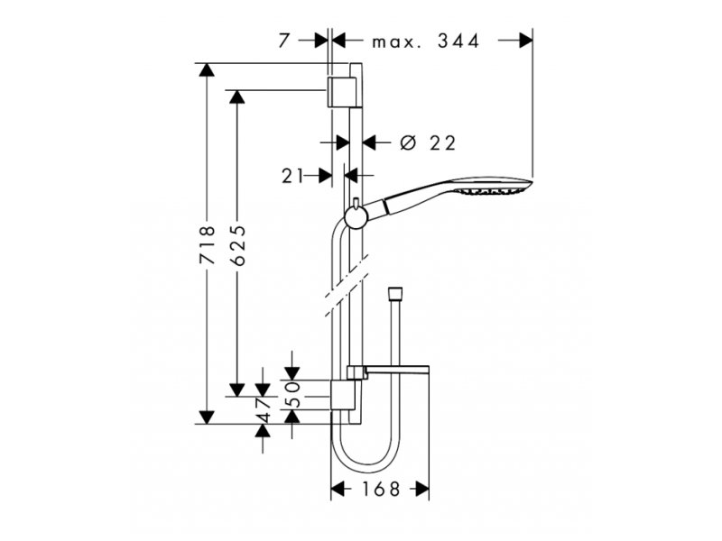 Купить Душевой гарнитур Hansgrohe Raindance Select 150 3jet 27856000, хром, 150 мм