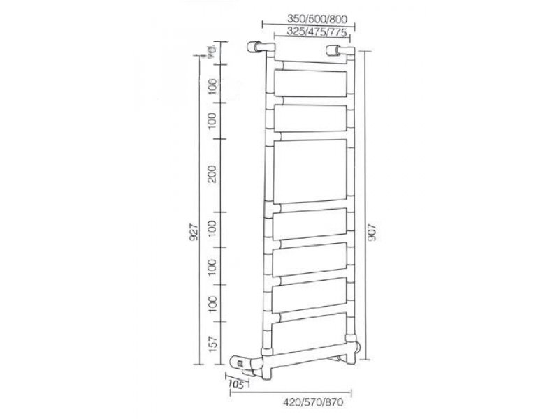 Купить Полотенцесушитель электрический Margaroli Sereno 584-8 BOX 58447508OB, высота 92.7 см, ширина 57 см, старая бронза