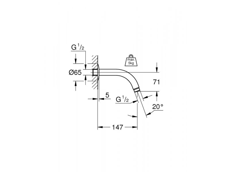 Купить Душевой кронштейн настенный Grohe Relexa, 28541000, 14,7 см