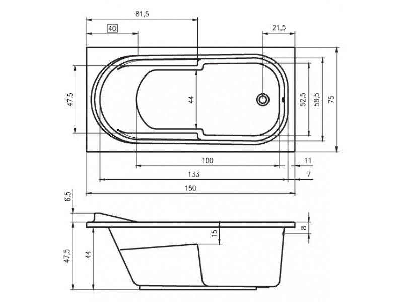 Купить Ванна гидромассажная Riho Columbia 150 x 75 см, AIR