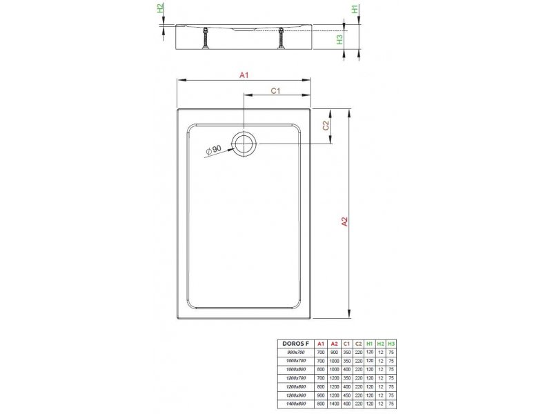 Купить Поддон для душа Radaway Doros F, 120 x 90 см, прямоугольный, SDRFP1290-05