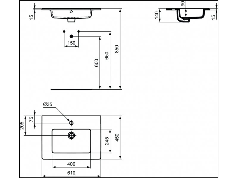 Купить Раковина Ideal Standard Tempo E066801 61*45,5 см