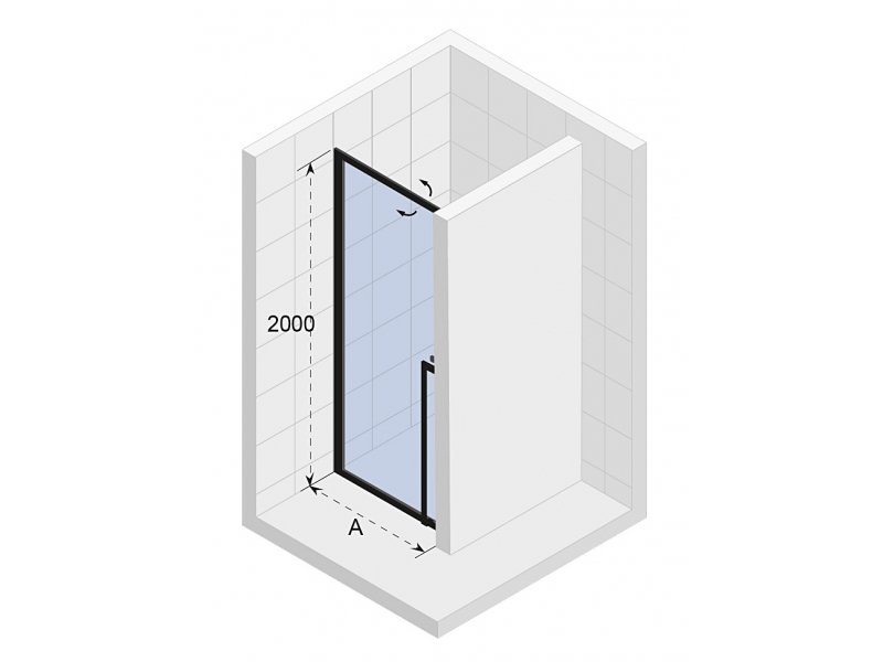 Купить Дверь распашная Riho Lucid GD101 GD110B000 100 x 200 см, стекло прозрачное, профиль черный матовый