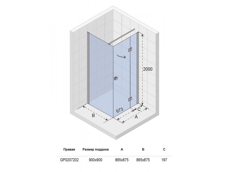 Купить Душевой уголок Riho Polar P206 GP020720 85 x 85 см L/R, стекло прозрачное (GP0207201/GP0207202)