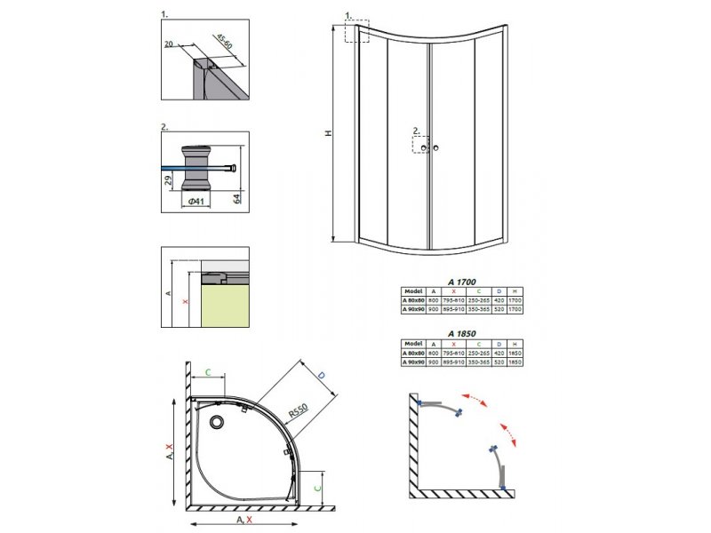 Купить Душевой уголок Radaway Classic A, 90 х 90 x 170 см, стекло коричневое, профиль белый, 30001-04-08