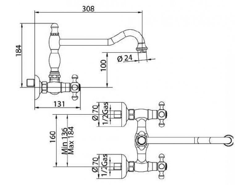 Купить Смеситель Bandini Antica 541820PN06 для кухни, никель