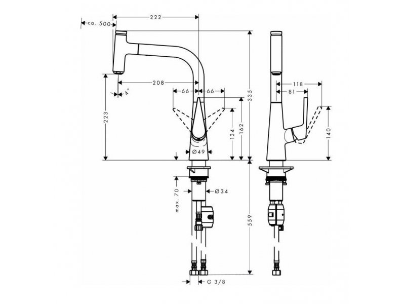 Купить Смеситель Hansgrohe Talis Select S 220 72822800 для кухонной мойки, сталь