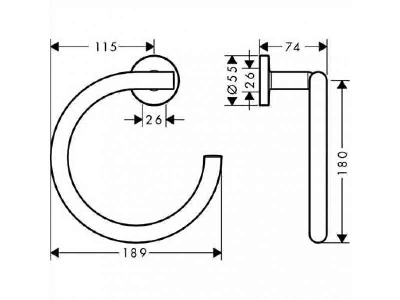 Купить Полотенцедержатель Hansgrohe Logis Universal 41724000 кольцо, 20.7 см, хром