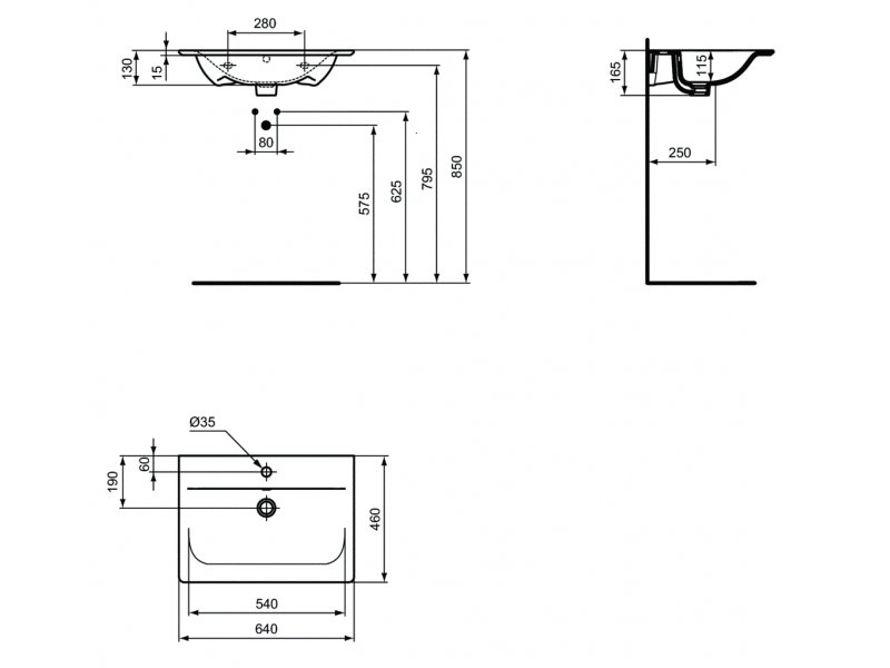 Купить Раковина Ideal Standard Connect Air Vanity 64 см, белый, E028901