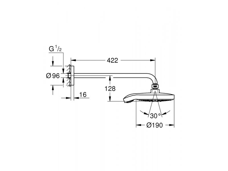 Купить Верхний душ Grohe Power&Soul Cosmopolitan 26172000, 19х19 см, 4 режима струи, с держателем, хром