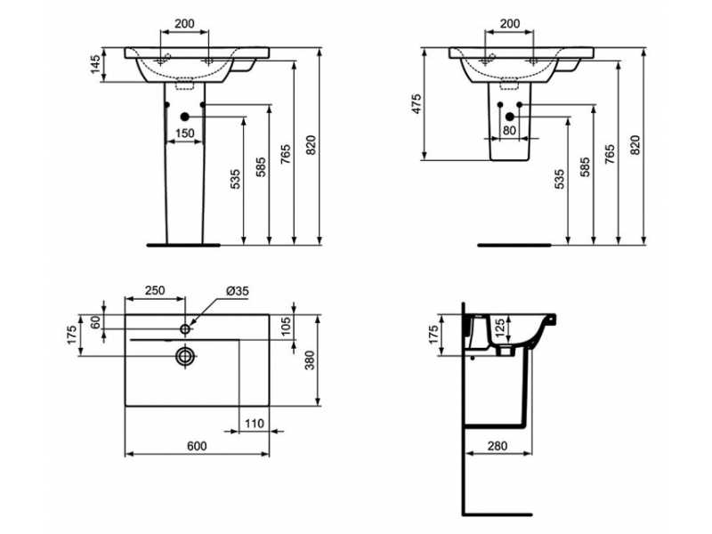 Купить Раковина Ideal Standard Connect SPACE E136601 60х38 см