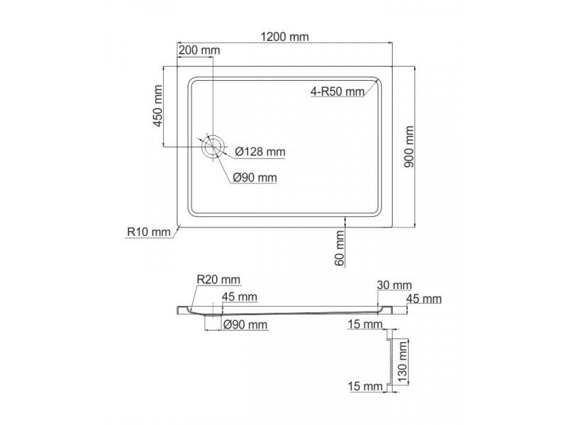 Купить Душевой поддон WasserKRAFT Amper 29T07, прямоугольный, 120 x 90 см, акрил 5мм, белый