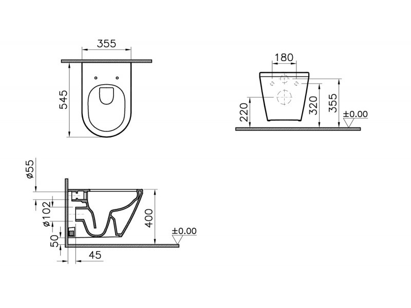 Купить Подвесной унитаз Vitra Integra безободковый, 7041B003-0075