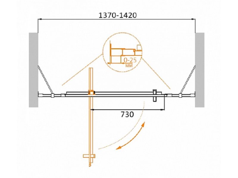 Купить Душевая дверь Cezares Molveno-BA-12-100+40-C-Cr-IV, 140 x 190 см, стекло прозрачное, хром