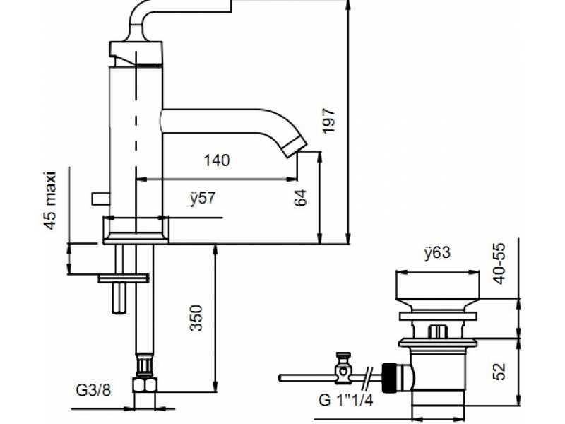 Купить Смеситель Jacob Delafon Purist E14402-4A-CP для раковины с донным клапаном