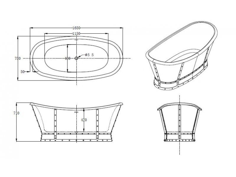 Купить Ванна акриловая BelBagno BB33-CF36 168 x 78 x 71 см, цвет серый матовый (CF36)