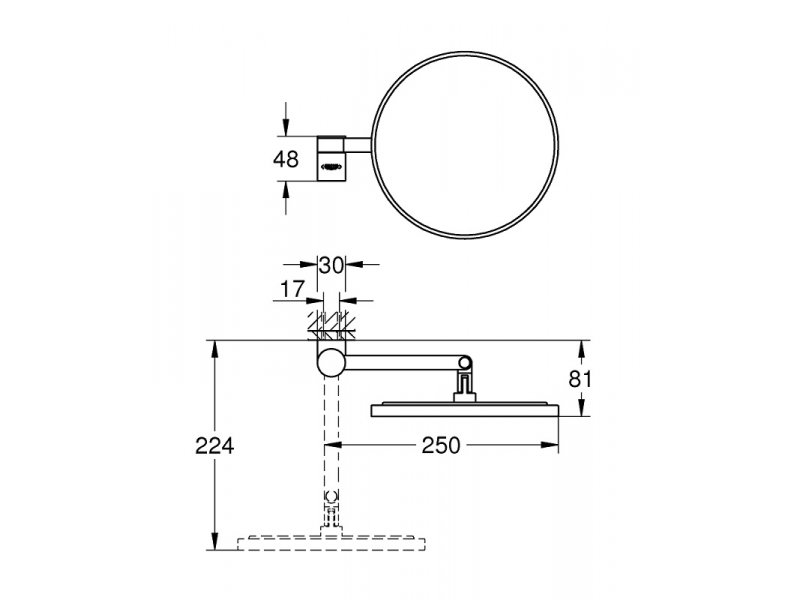 Купить Косметическое зеркало с увеличением в 7 раз Grohe Selection 41077000, хром