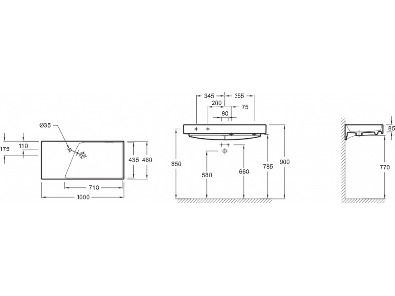 Купить Раковина Jacob Delafon Rythmik EXN112-Z-00, 100 см, подвесная