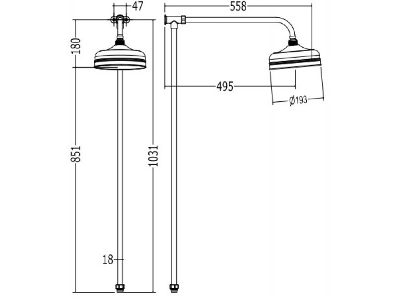 Купить Верхний душ Devon&Devon Doccia MARK318CR, D 193 мм, 1 режим струи, с держателем, хром