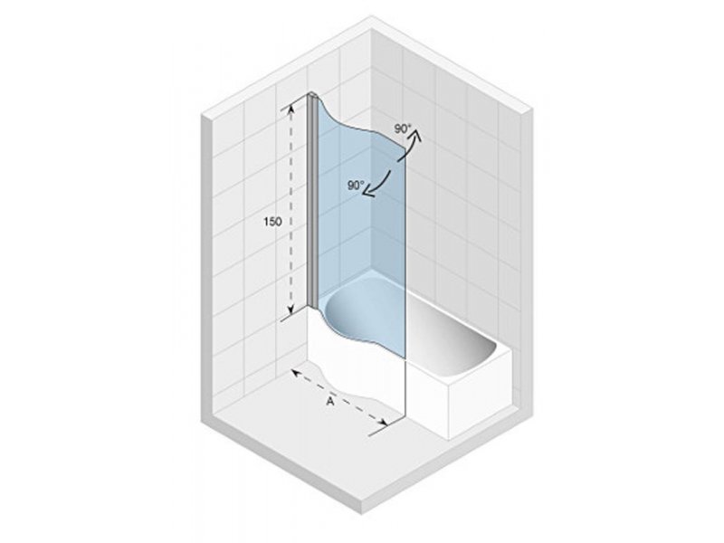 Купить Стеклянная шторка для ванны Riho Novik Z108 DORADO 150 x 80 см (GZT94000761/GZT94000762)