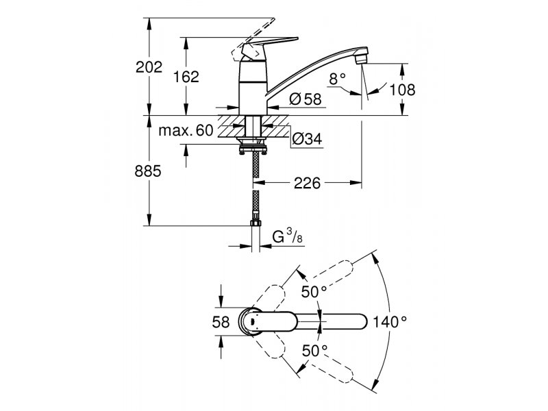 Купить Смеситель Grohe Eurosmart Cosmopolitan 31170000 для кухни