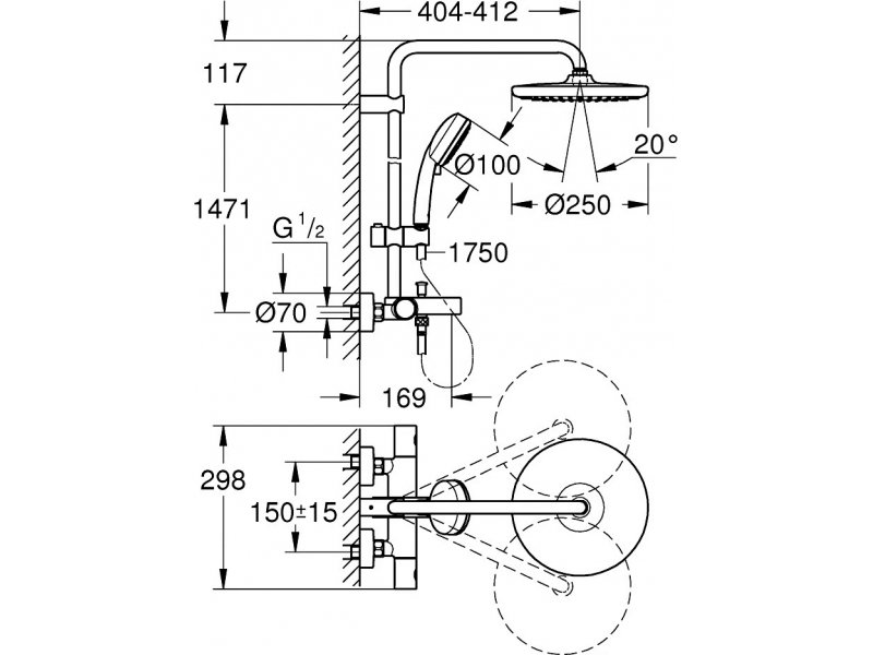 Купить Душевая стойка Grohe Tempesta Cosmopolitan 250 26672000