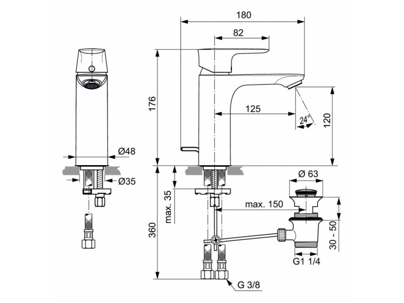 Купить Смеситель Ideal Standard Connect Air Grande Project для раковины, хром, A7053AA