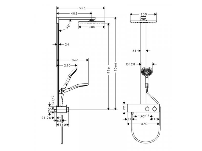 Купить Душевая система Hansgrohe Raindance E 27362000 с термостатом ShowerTablet 350