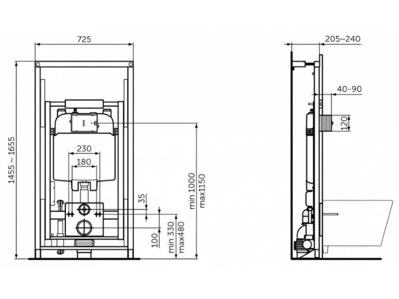 Купить Инсталляция Ideal Standard Prosys Comfort 80 для подвесного унитаза, R0145A6