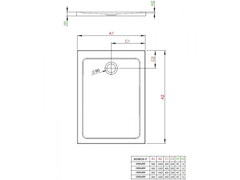 Купить Поддон для душа Radaway Doros Plus F, 80 x 120 см, прямоугольный, SDRFP1280-01