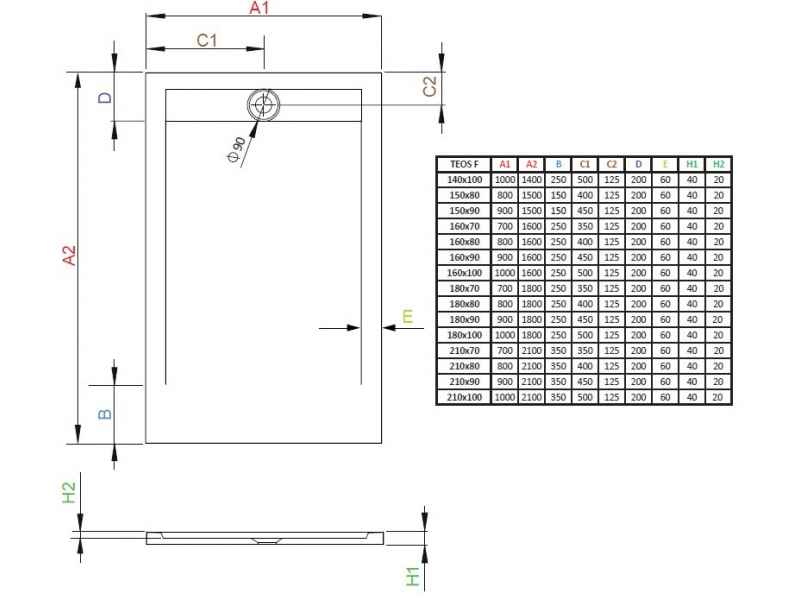 Купить Поддон для душа Radaway Teos F, 210 x 90 см, прямоугольный, HTF21090-64