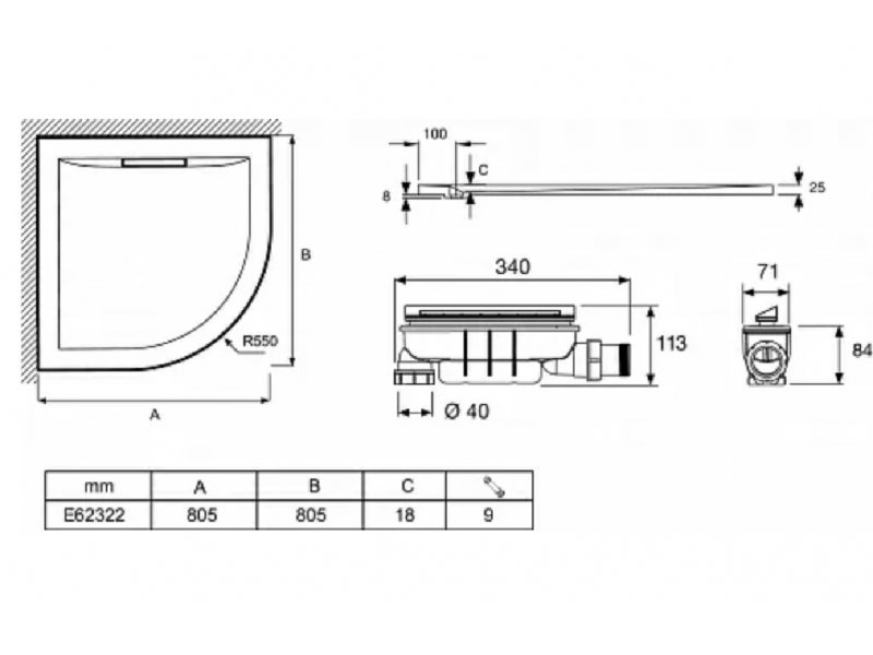 Купить Поддон Jacob Delafon Flight Pure E62322-00, 80 x 80 см, с сифоном, белый