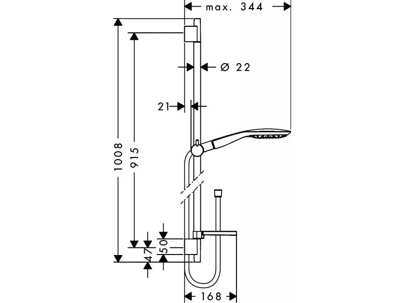 Купить Душевой гарнитур Hansgrohe Raindance Select E 150 3jet/ UnicaS Puro 0,90 м 27857400, 3 режима струи, хром/белый