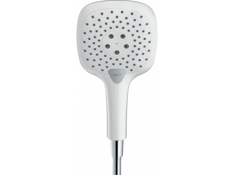 Купить Душевой гарнитур Hansgrohe Raindance Select E 150 3jet/ UnicaS Puro 0,90 м 27857400, 3 режима струи, хром/белый