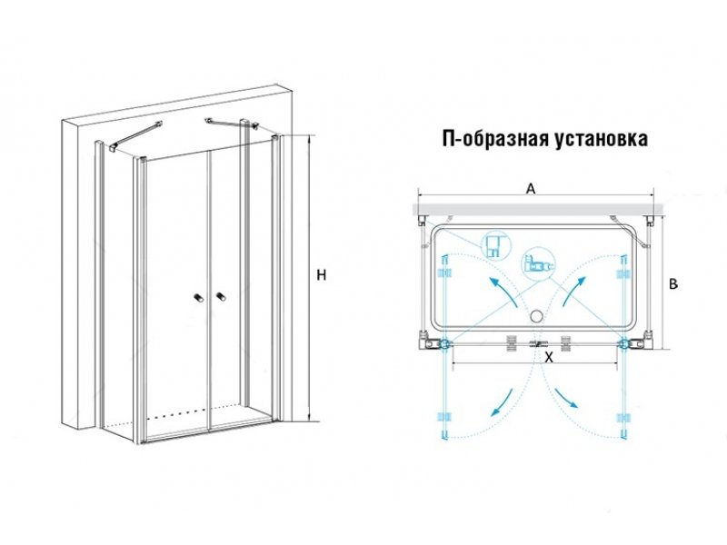 Купить Душевой уголок RGW PA-47, 04084789-11, 80 х 90 x 185 см, дверь распашная, стекло прозрачное, хром