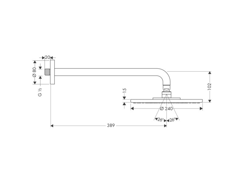 Купить Верхний душ Hansgrohe Raindance S, 24х24 см, 1 режим струи, с держателем, хром, 27474000