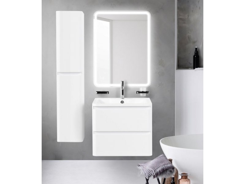 Купить Тумба под раковину Belbagno Albano 60 cм подвесная, Bianco Lucido, ALBANO-600-2C-SO-BL