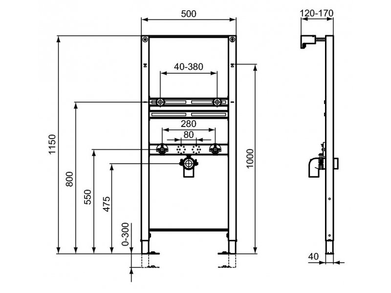 Купить Инсталляция Ideal Standard Prosys для подвесной раковины, серый, R010267