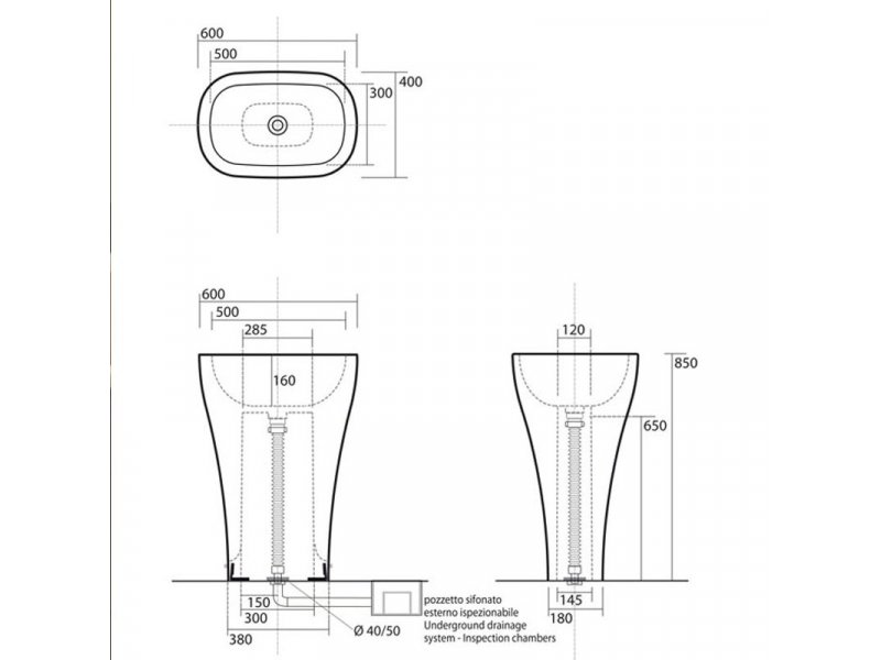 Купить Раковина Kerasan Aquatech отдельностоящая 60 x 40 x 85 (374201)