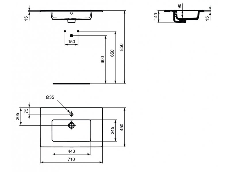 Купить Раковина Ideal Standard Tempo Vanity 71 x 45 см, белый, E053501