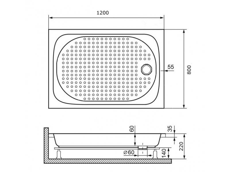 Купить Душевой поддон RGW Lux/TN 16180282-21 80 x 120 см акриловый, прямоугольный, цвет белый