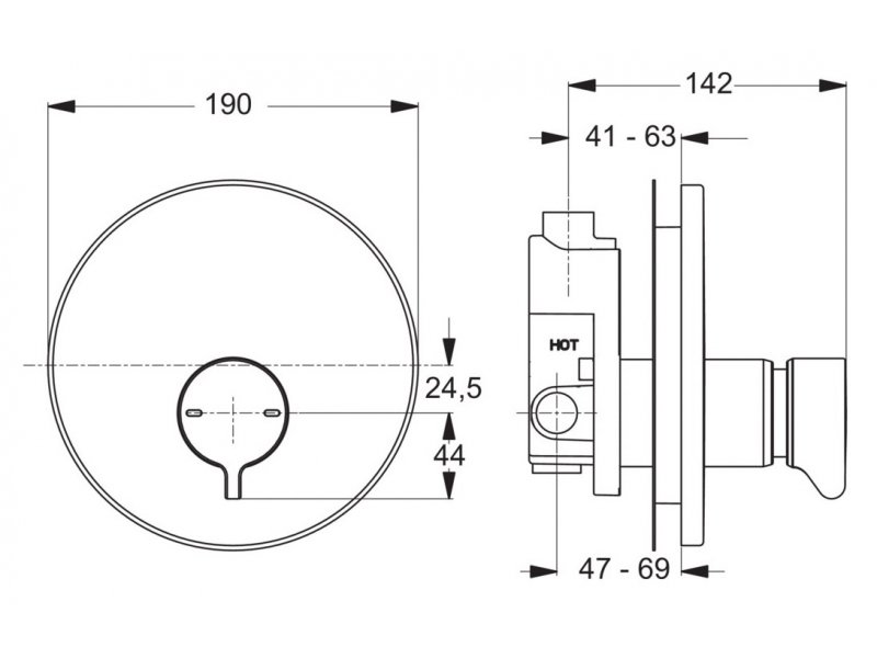 Купить Смеситель Ideal Standard Ceraplus встраиваемый для душа, хром, B8299AA