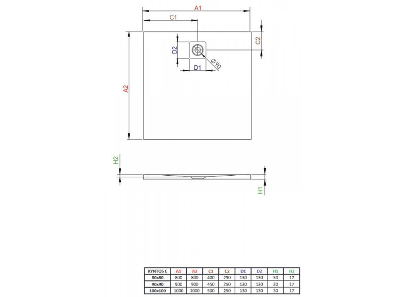 Купить Поддон для душа Radaway Kyntos C, 80 x 80 см, квадратный, HKC8080-04