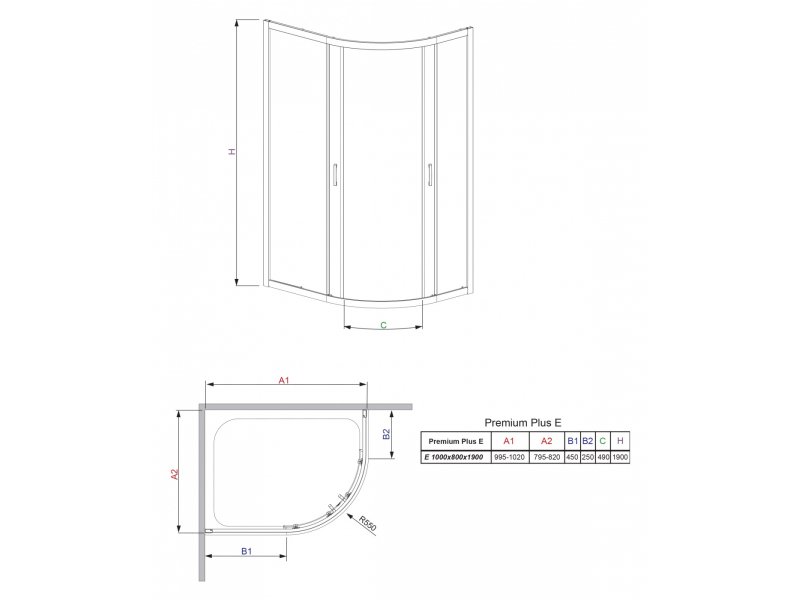 Купить Душевой уголок Radaway Premium Plus E 30491-01, 100 х 80 х 190 см