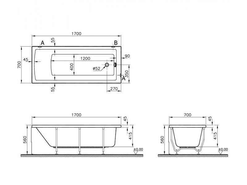 Купить Ванна акриловая Vitra Neon 170 x 70 см, 52530001000