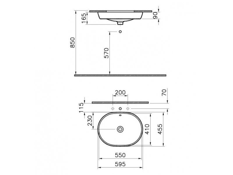 Купить Раковина Vitra Metropole 5942B003-1082 60 см встраиваемая снизу, с переливом