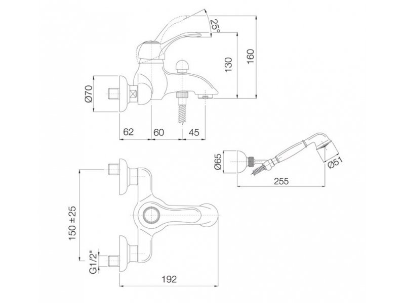 Купить Смеситель Fima Carlo Frattini Lamp F3304BR для ванны с душевым комплектом, бронза