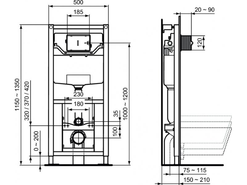 Купить Инсталляция Ideal Standard Prosys 120 M 3H для подвесного унитаза, R009567