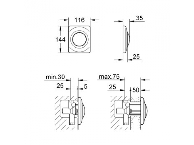 Купить Кнопка для инсталляции Grohe Surf 37018P00, матовый хром